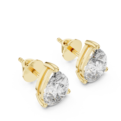 1.75ct Each Pear Cut Lab Grown Diamond Three Prong Solitaire Stud Earrings