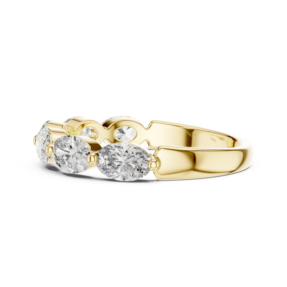 Oval Cut Lab-Grown Diamond Shared-Prong Band Ring