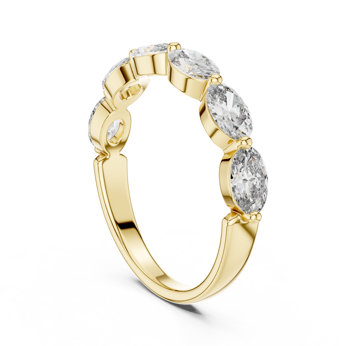 Oval Cut Lab-Grown Diamond Shared-Prong Band Ring