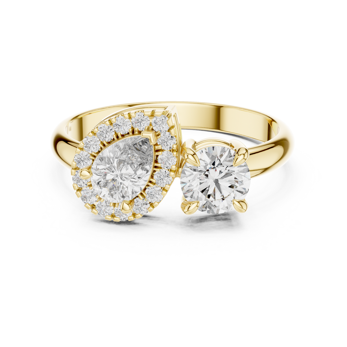 Pear and Round Cut Toi et Moi Lab-Grown Diamond Halo Ring