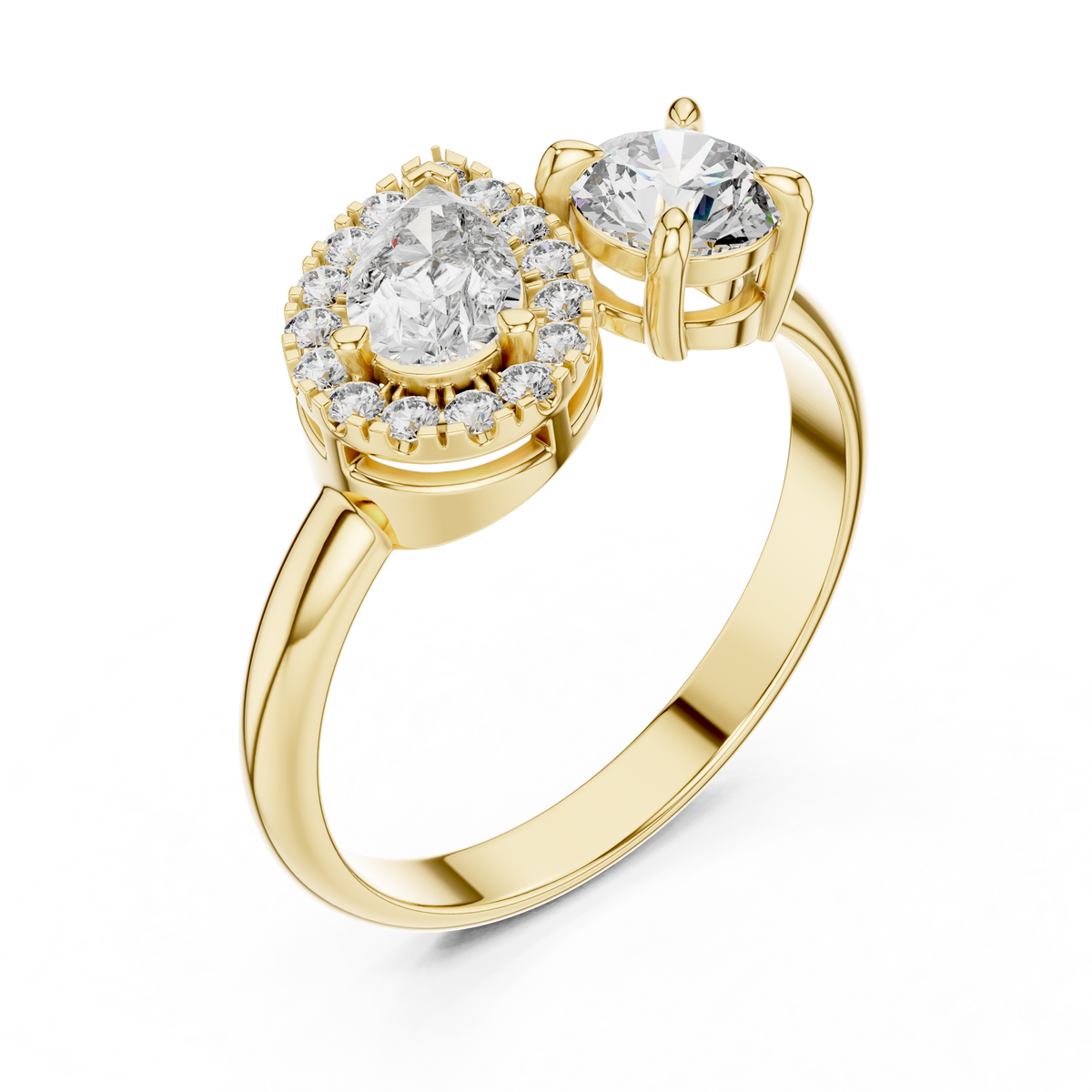Pear and Round Cut Toi et Moi Lab-Grown Diamond Halo Ring