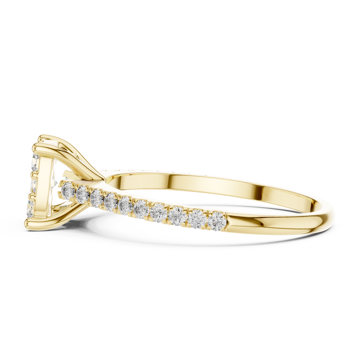 Cushion Cluster Lab-Grown Diamond Engagement Ring with Pavé Band