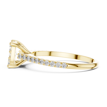 Cushion Cluster Lab-Grown Diamond Engagement Ring with Pavé Band