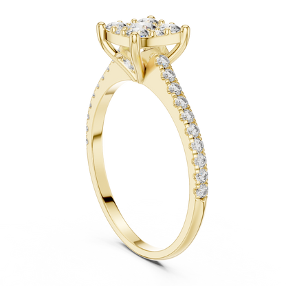 Cushion Cluster Lab-Grown Diamond Engagement Ring with Pavé Band
