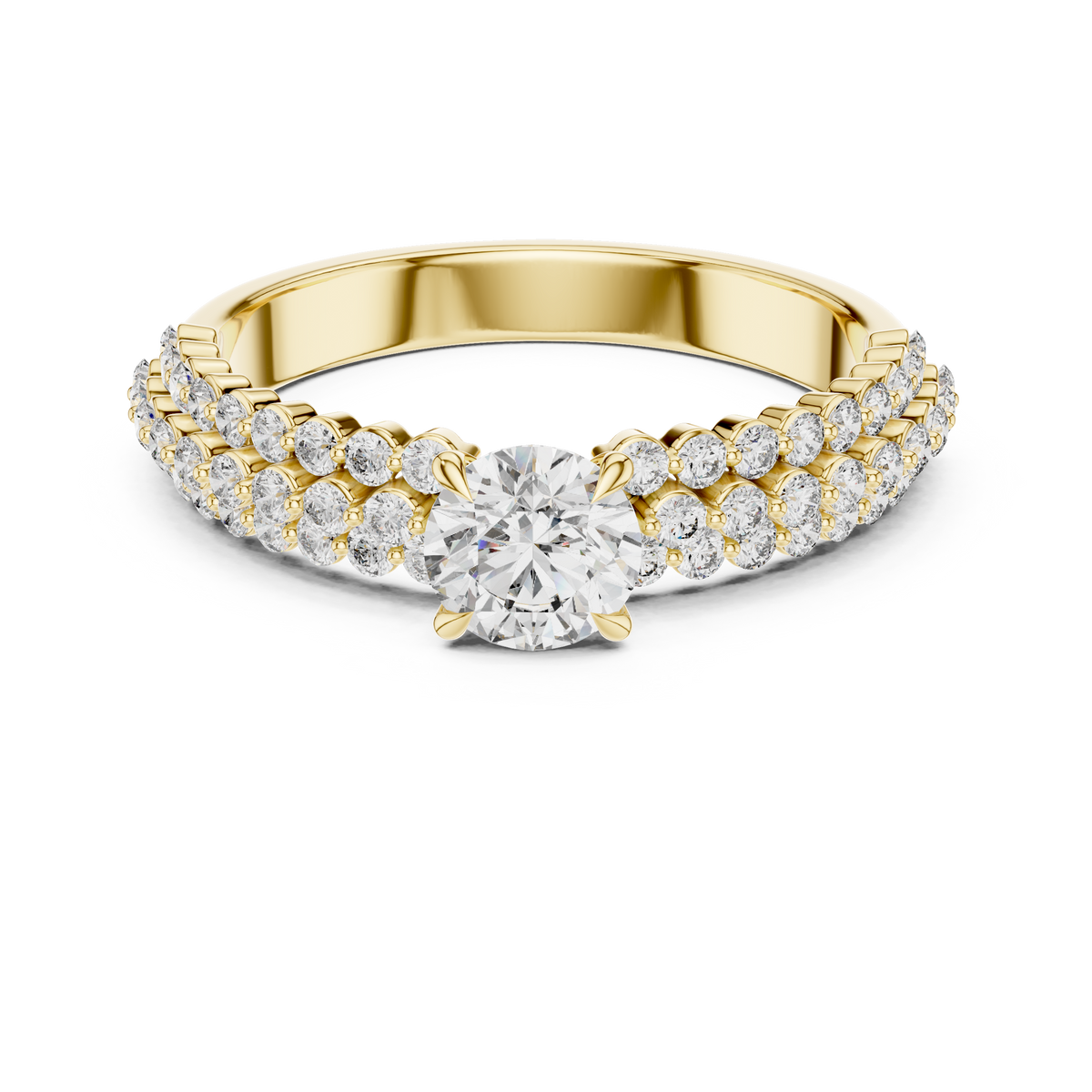 0.50ct Round Cut Lab-Grown Diamond Triple-Row Pavé Engagement Ring