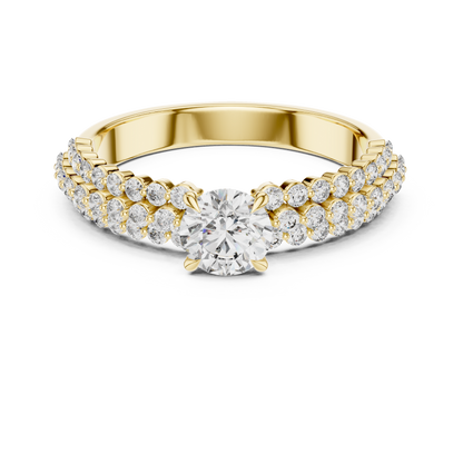 0.50ct Round Cut Lab-Grown Diamond Triple-Row Pavé Engagement Ring