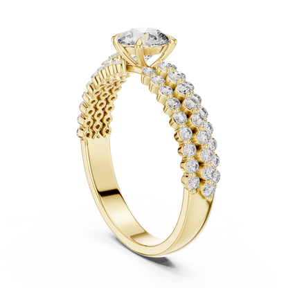 0.50ct Round Cut Lab-Grown Diamond Triple-Row Pavé Engagement Ring