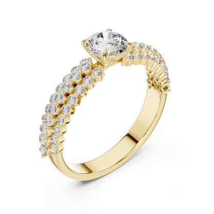 0.50ct Round Cut Lab-Grown Diamond Triple-Row Pavé Engagement Ring