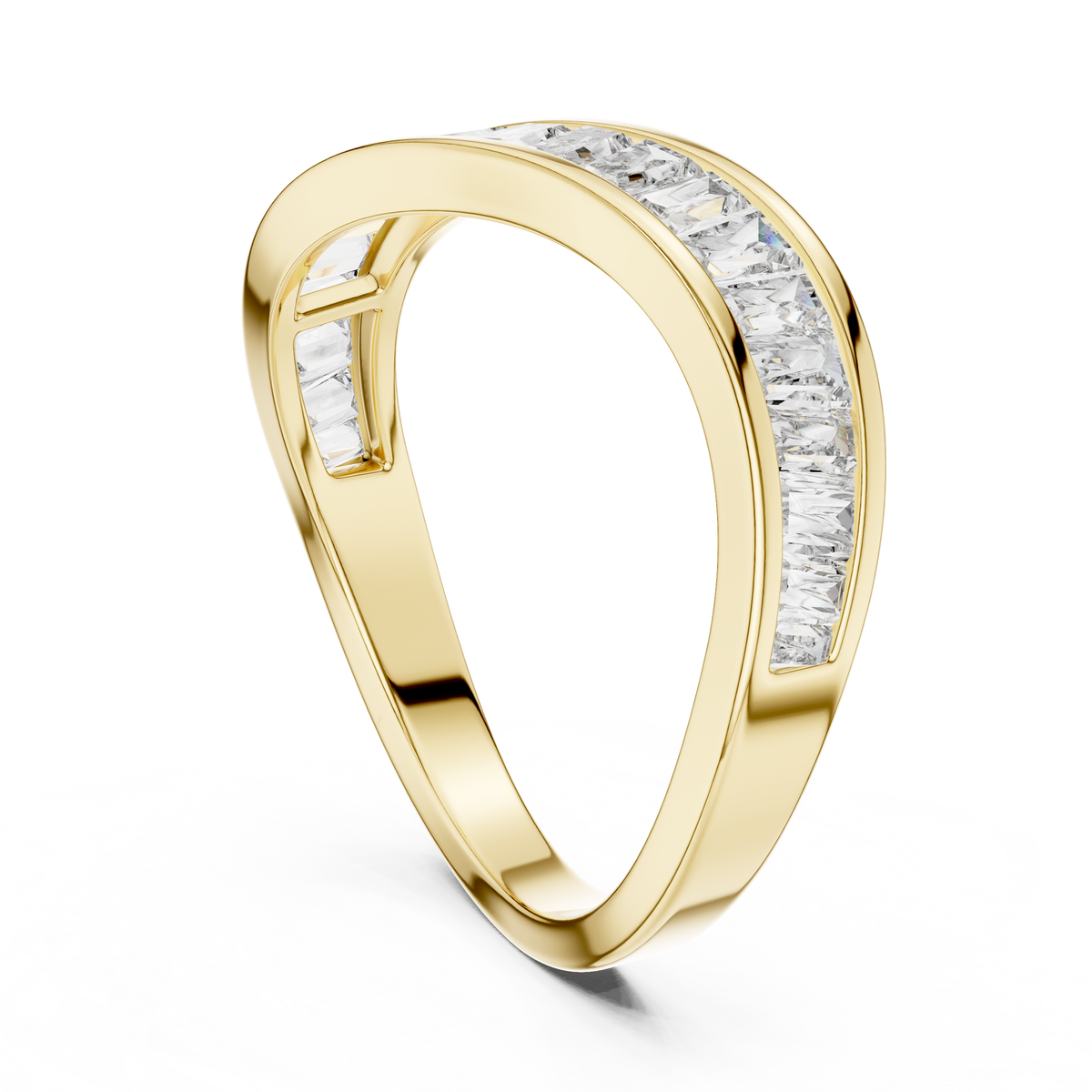 Baguette Cut Lab-Grown Diamond Curved Channel-Set Band Ring