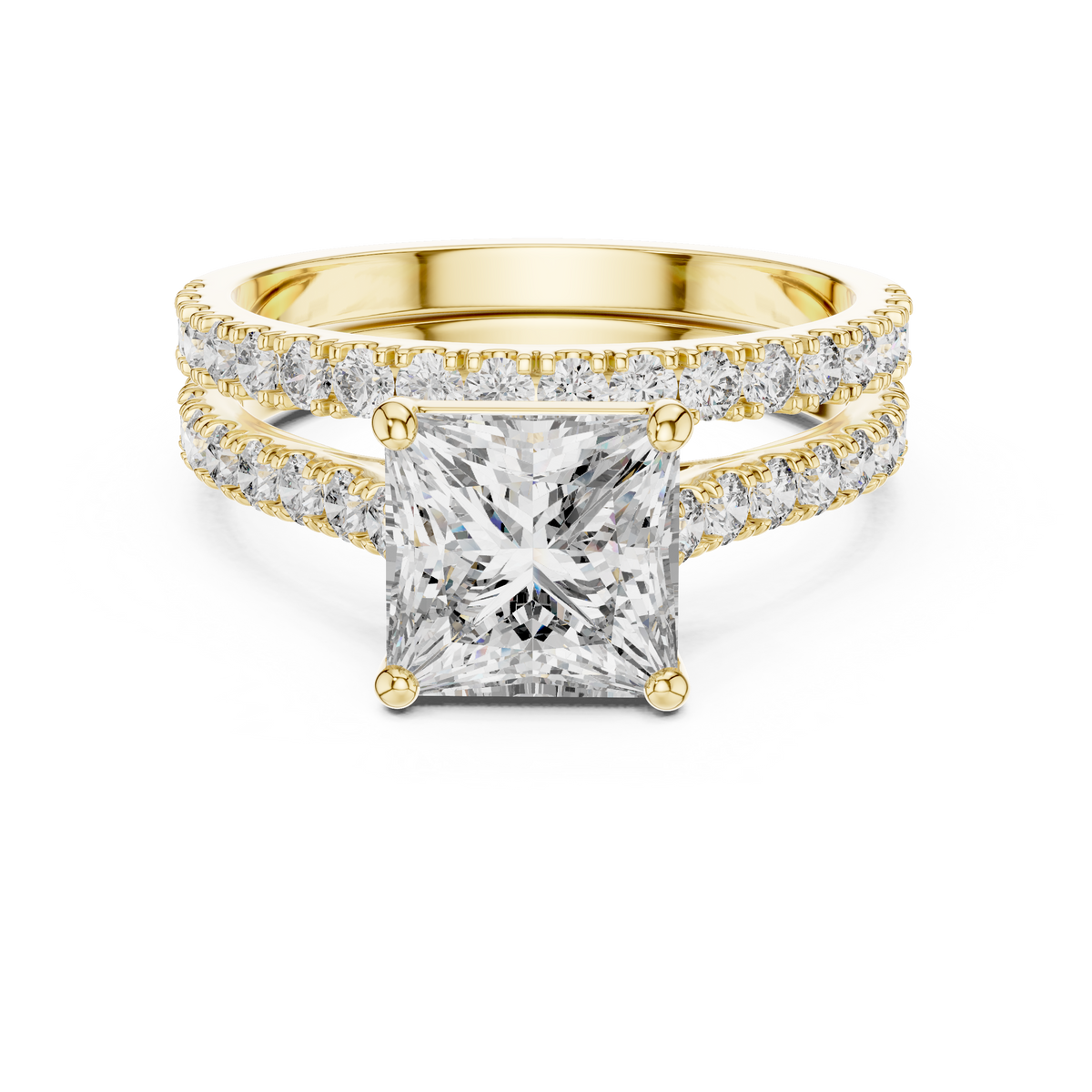 1.60ct Princess Cut Lab-Grown Diamond Engagement Ring and Matching Band Bridal Set