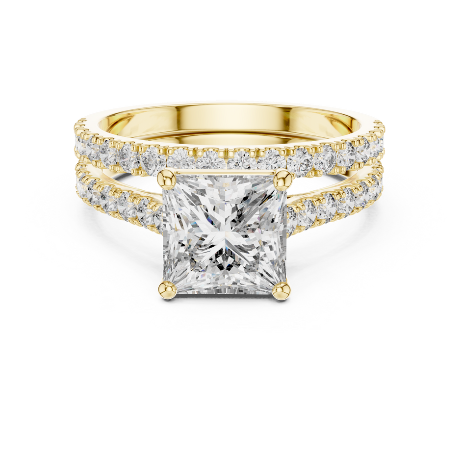 1.60ct Princess Cut Lab-Grown Diamond Engagement Ring and Matching Band Bridal Set
