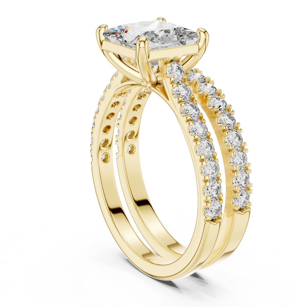 1.60ct Princess Cut Lab-Grown Diamond Engagement Ring and Matching Band Bridal Set