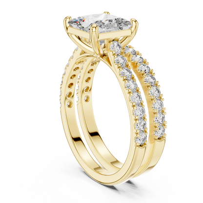 1.60ct Princess Cut Lab-Grown Diamond Engagement Ring and Matching Band Bridal Set