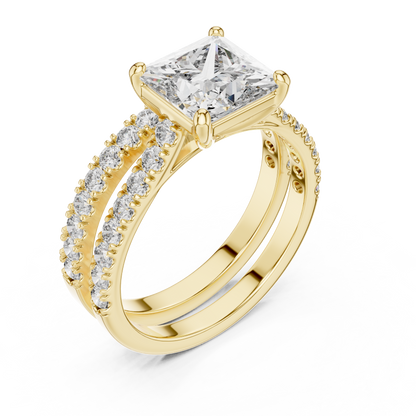 1.60ct Princess Cut Lab-Grown Diamond Engagement Ring and Matching Band Bridal Set