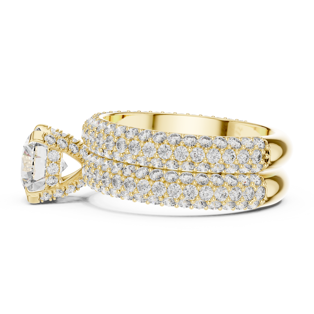 1.50ct Round Cut Lab-Grown Diamond Multi-Row Pavé Bridal Set