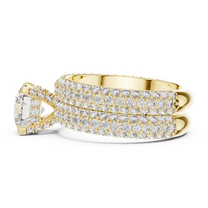 1.50ct Round Cut Lab-Grown Diamond Multi-Row Pavé Bridal Set