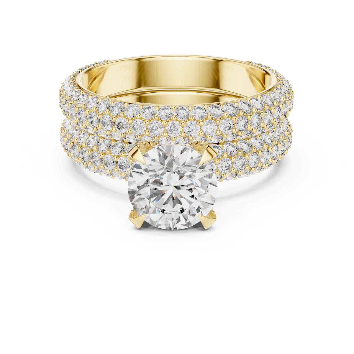 1.50ct Round Cut Lab-Grown Diamond Multi-Row Pavé Bridal Set
