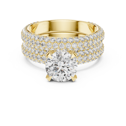 1.50ct Round Cut Lab-Grown Diamond Multi-Row Pavé Bridal Set