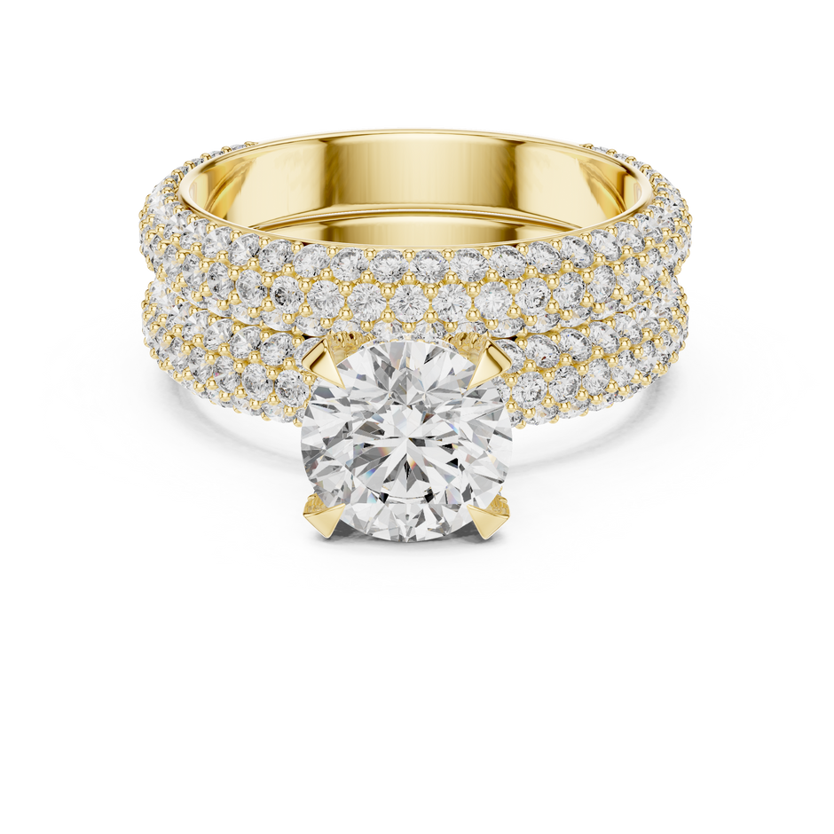 1.50ct Round Cut Lab-Grown Diamond Multi-Row Pavé Bridal Set
