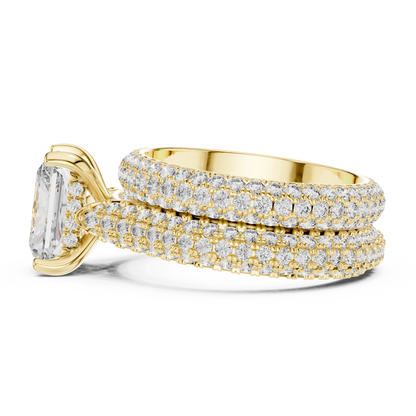 2.5ct Radiant Cut Lab-Grown Diamond Multi-Row Pavé Bridal Set