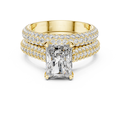 2.5ct Radiant Cut Lab-Grown Diamond Multi-Row Pavé Bridal Set