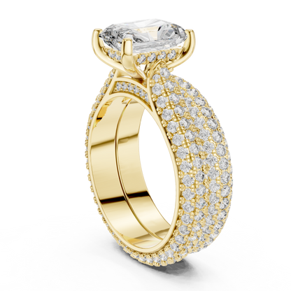 2.5ct Radiant Cut Lab-Grown Diamond Multi-Row Pavé Bridal Set