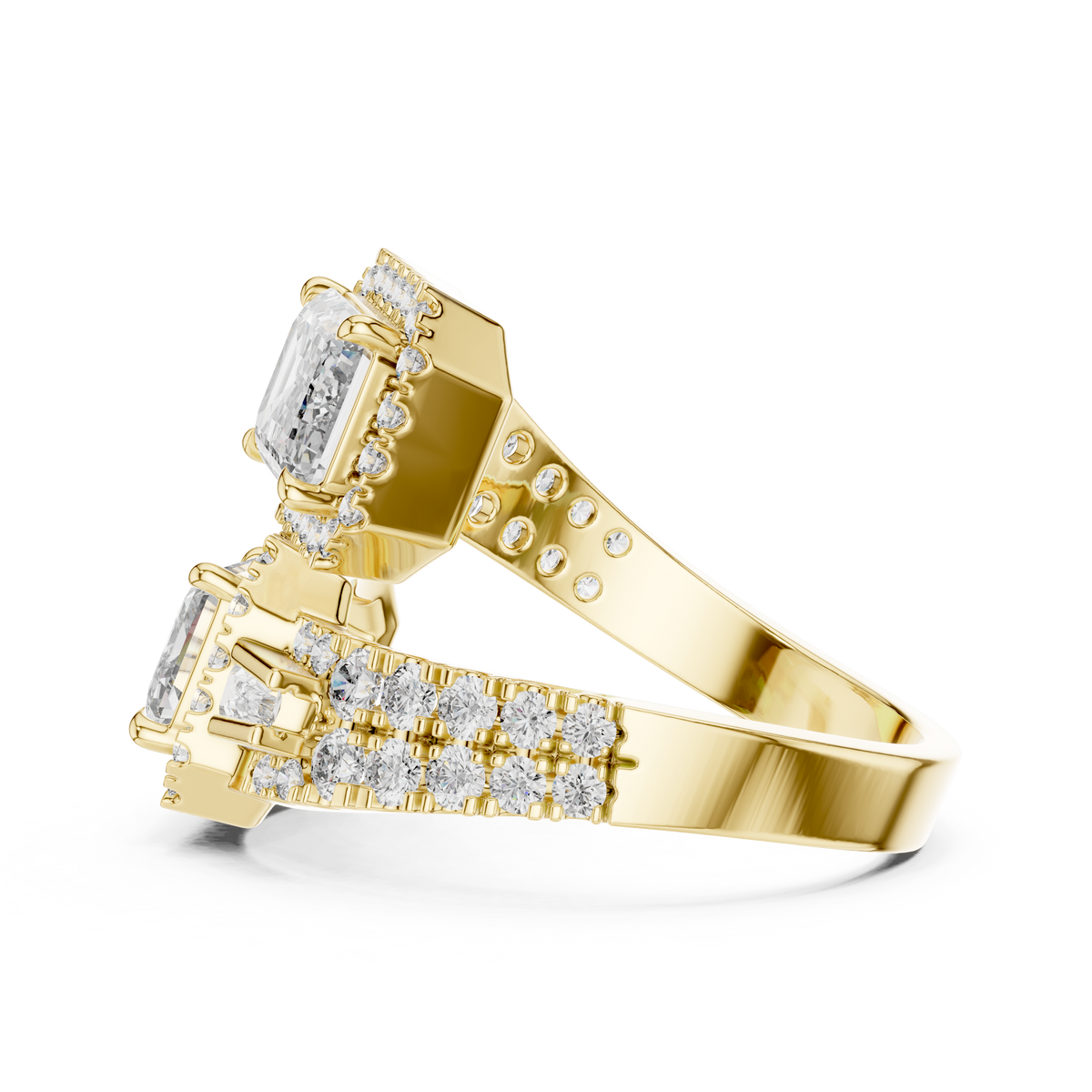 Emerald-Cut Toi et Moi Lab-Grown Diamond Halo Wrap Ring