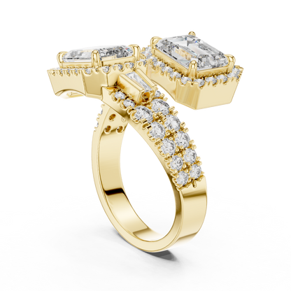 Emerald-Cut Toi et Moi Lab-Grown Diamond Halo Wrap Ring