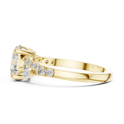2ct Round Cut Lab-Grown Diamond Solitaire Engagement Ring with Marquise Accents
