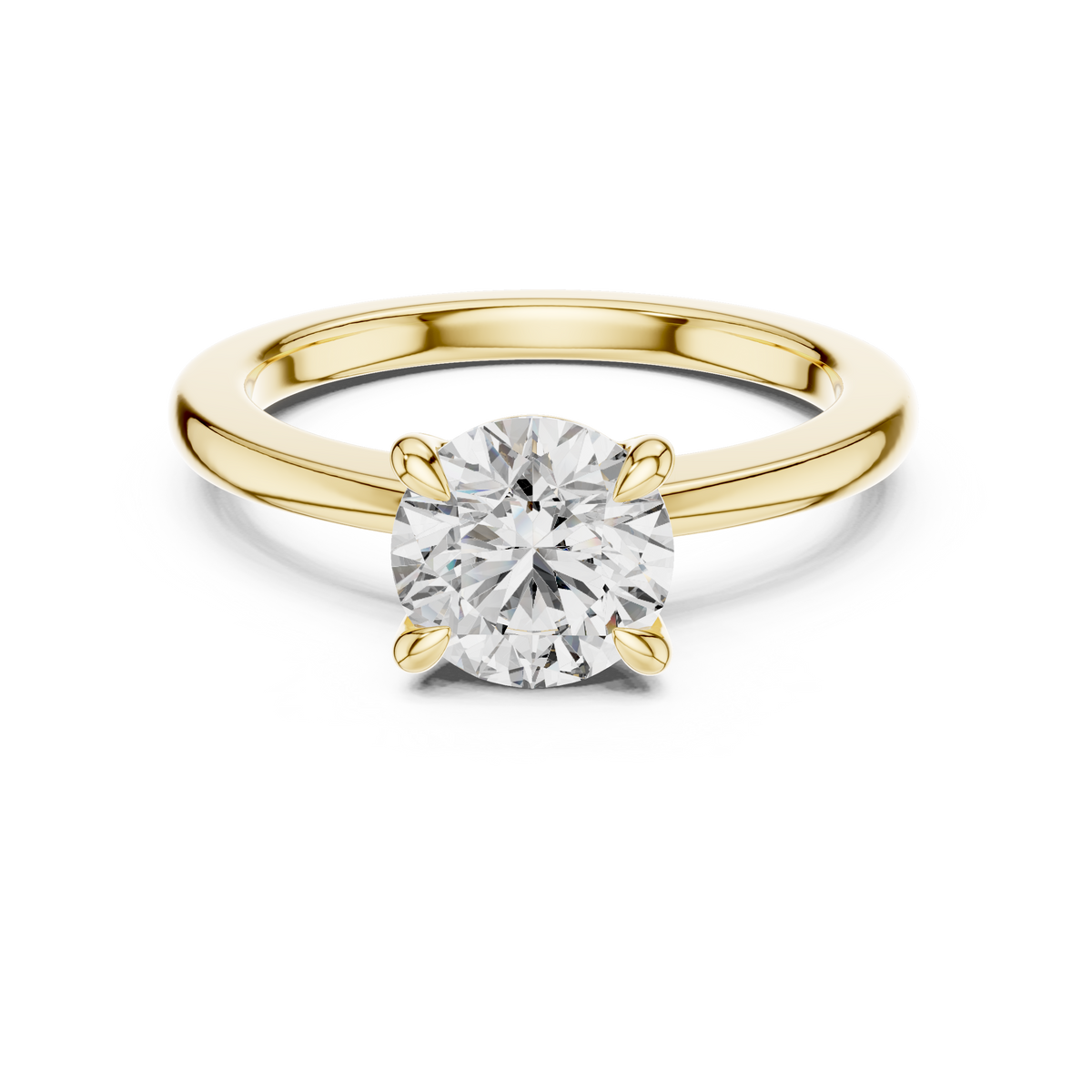 1.5ct Round Cut Lab-Grown Diamond Solitaire Engagement Ring with Plain Band