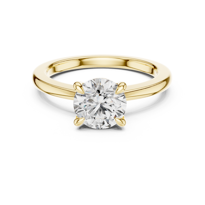 1.5ct Round Cut Lab-Grown Diamond Solitaire Engagement Ring with Plain Band