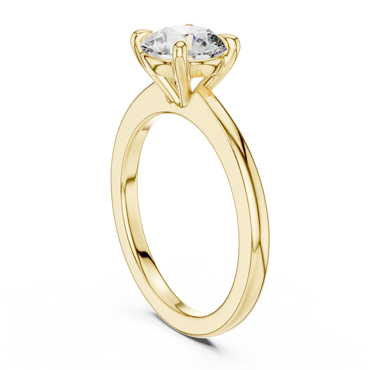 1.5ct Round Cut Lab-Grown Diamond Solitaire Engagement Ring with Plain Band