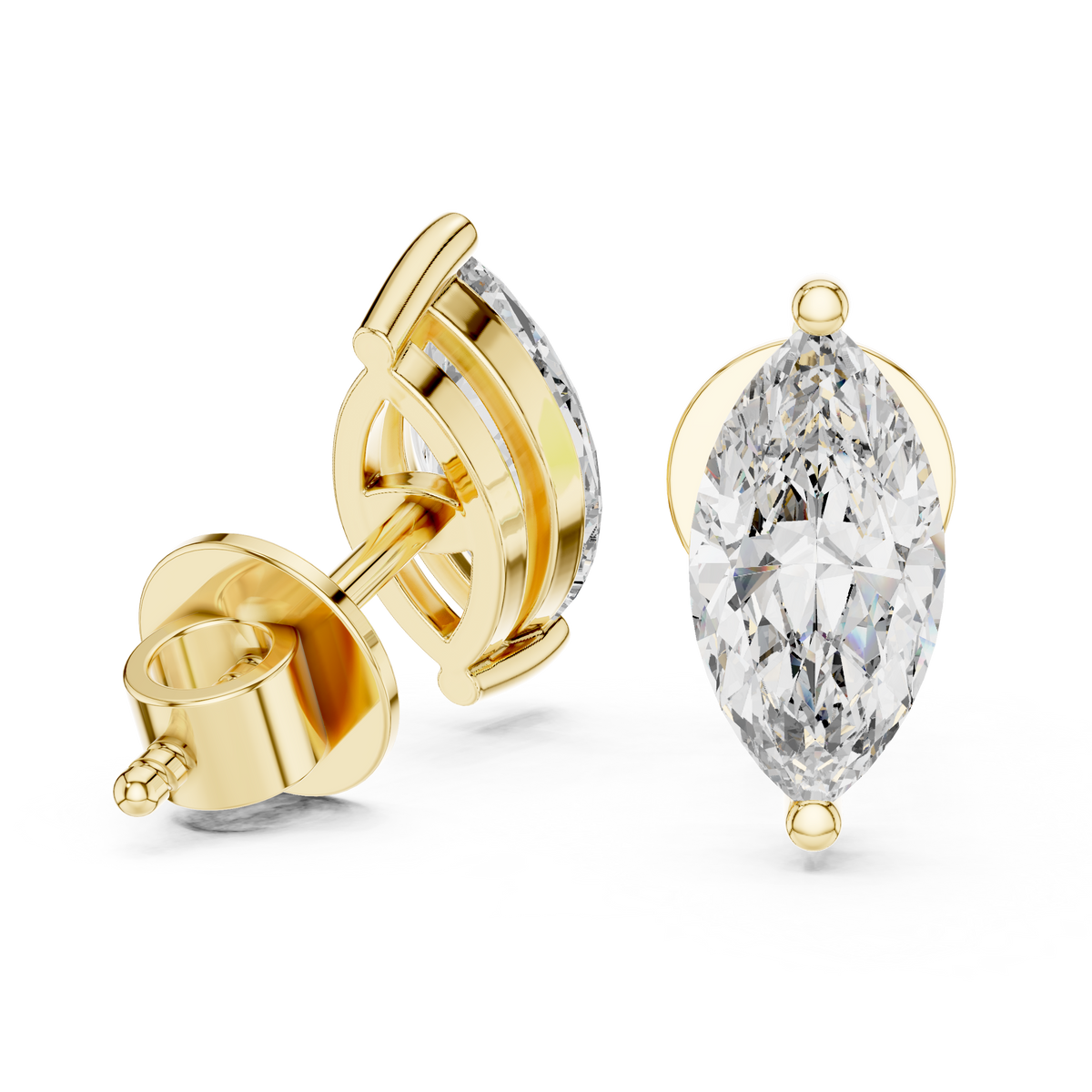 0.75ct Each Marquise Cut Lab Grown Diamond Solitaire Stud Earrings