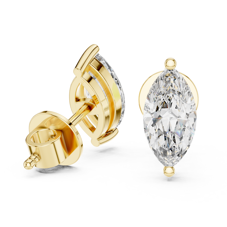 0.75ct Each Marquise Cut Lab Grown Diamond Solitaire Stud Earrings