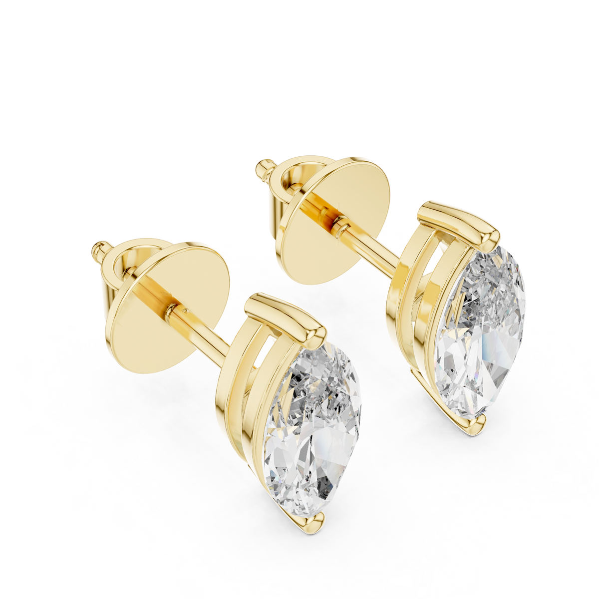 0.75ct Each Marquise Cut Lab Grown Diamond Solitaire Stud Earrings