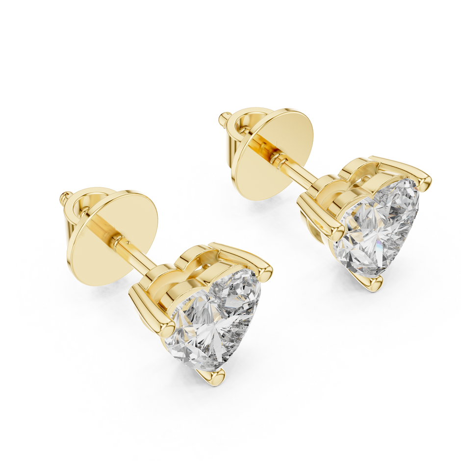 0.75ct Each Heart Cut Lab Grown Diamond Solitaire Stud Earrings