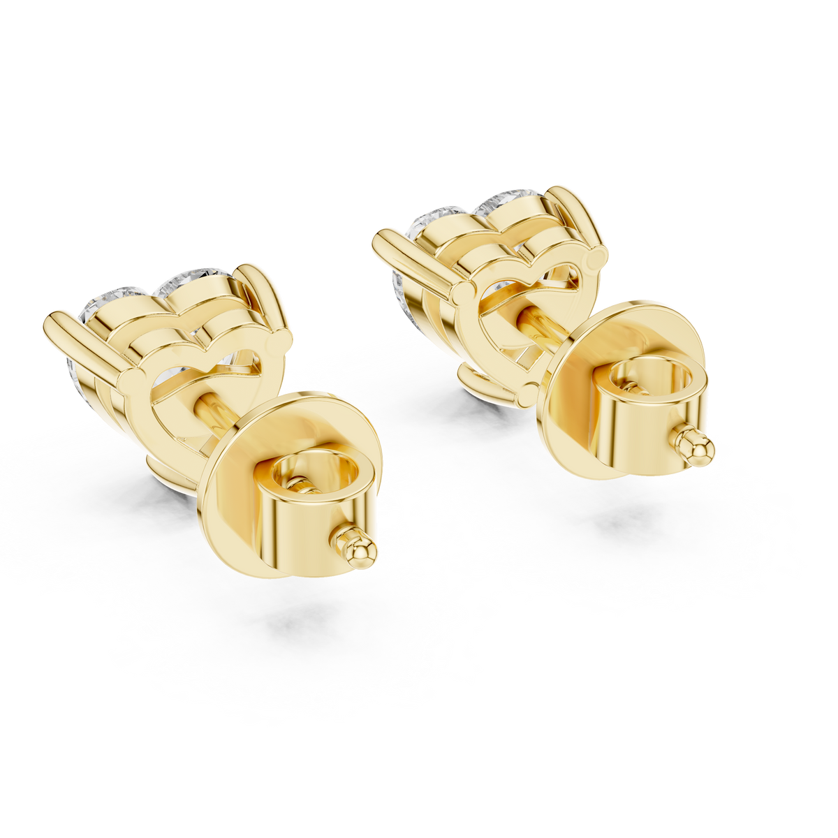 0.75ct Each Heart Cut Lab Grown Diamond Solitaire Stud Earrings