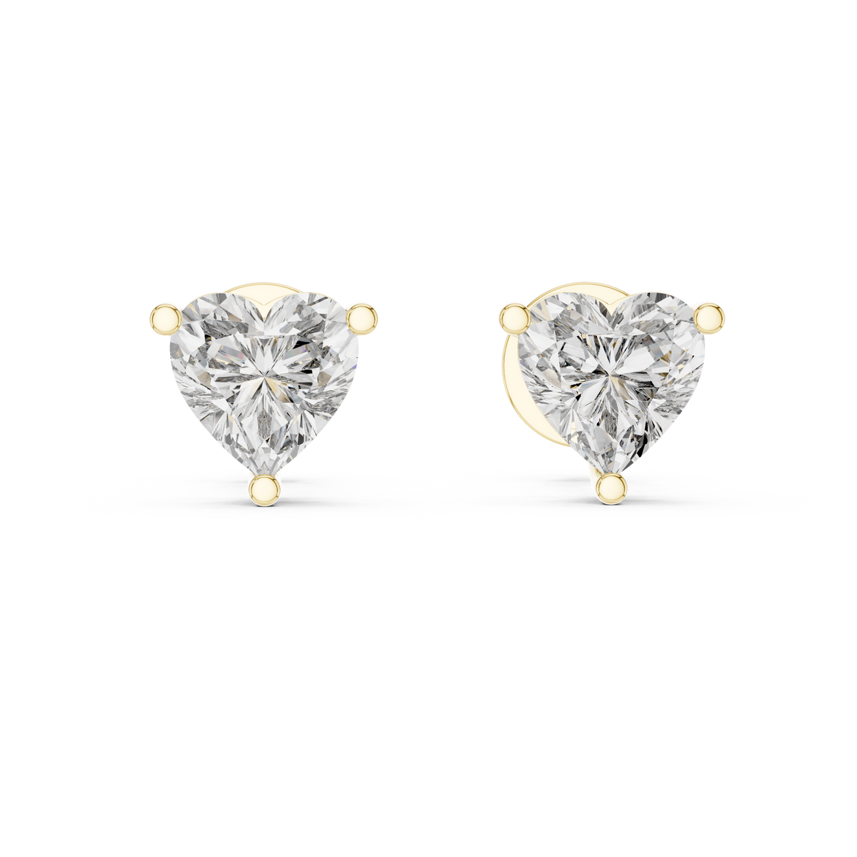 0.75ct Each Heart Cut Lab Grown Diamond Solitaire Stud Earrings