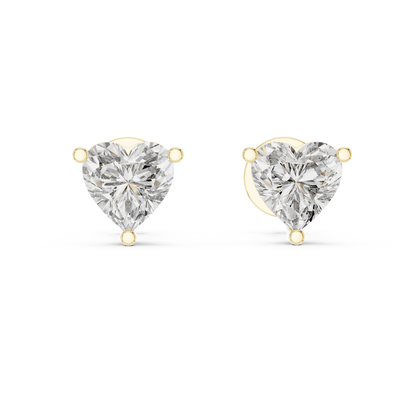 0.75ct Each Heart Cut Lab Grown Diamond Solitaire Stud Earrings