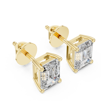 1.25ct Each Emerald Cut Lab Grown Diamond Solitaire Stud Earrings