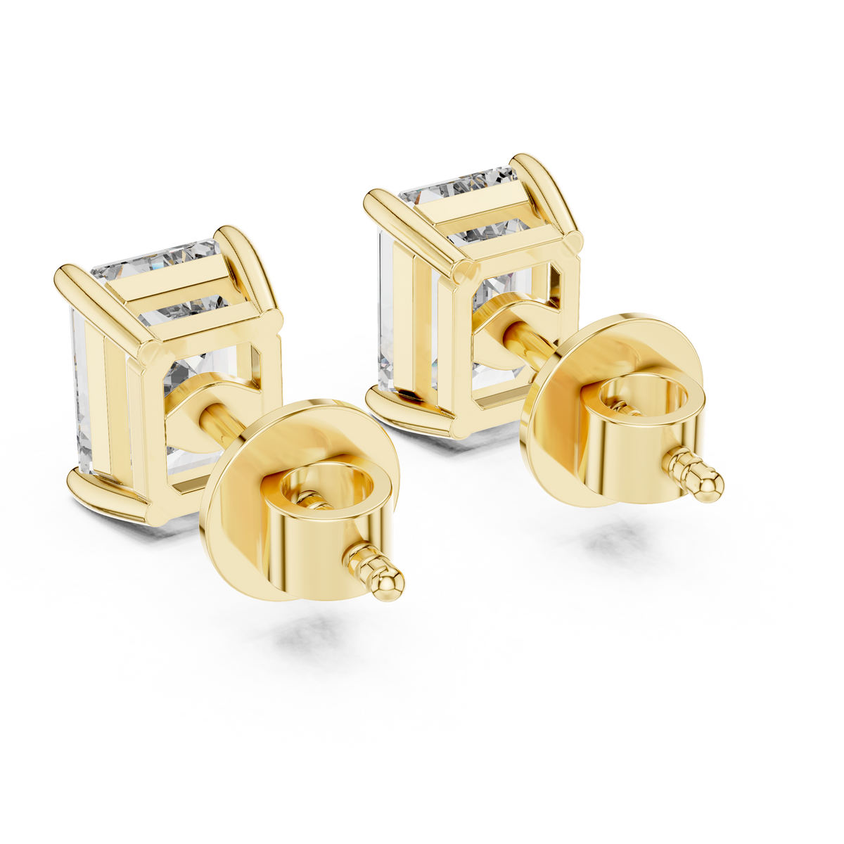 1.25ct Each Emerald Cut Lab Grown Diamond Solitaire Stud Earrings