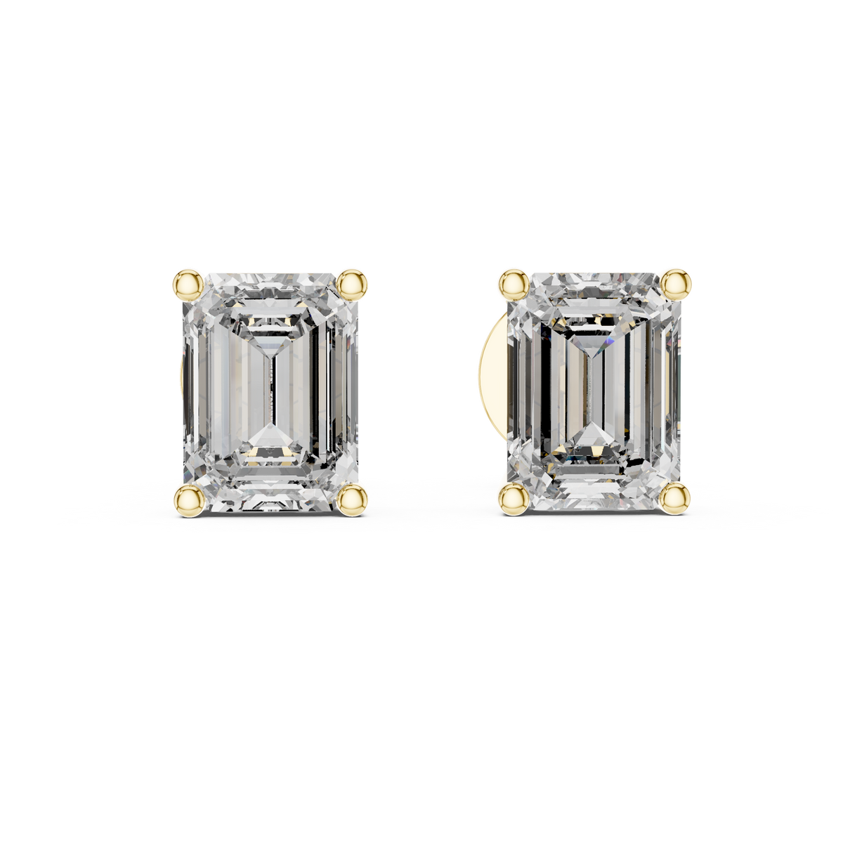 1.25ct Each Emerald Cut Lab Grown Diamond Solitaire Stud Earrings