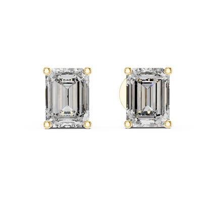 1.25ct Each Emerald Cut Lab Grown Diamond Solitaire Stud Earrings