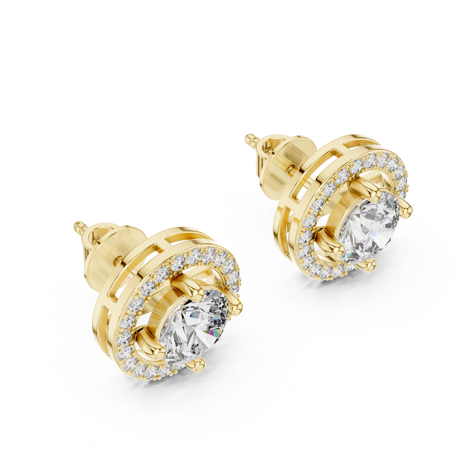 1ct Each Halo Lab Grown Diamond Solitaire Frame Stud Earrings