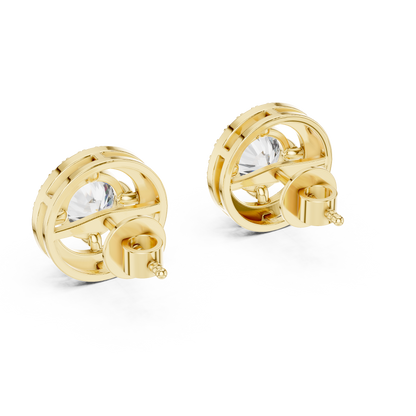 1ct Each Halo Lab Grown Diamond Solitaire Frame Stud Earrings