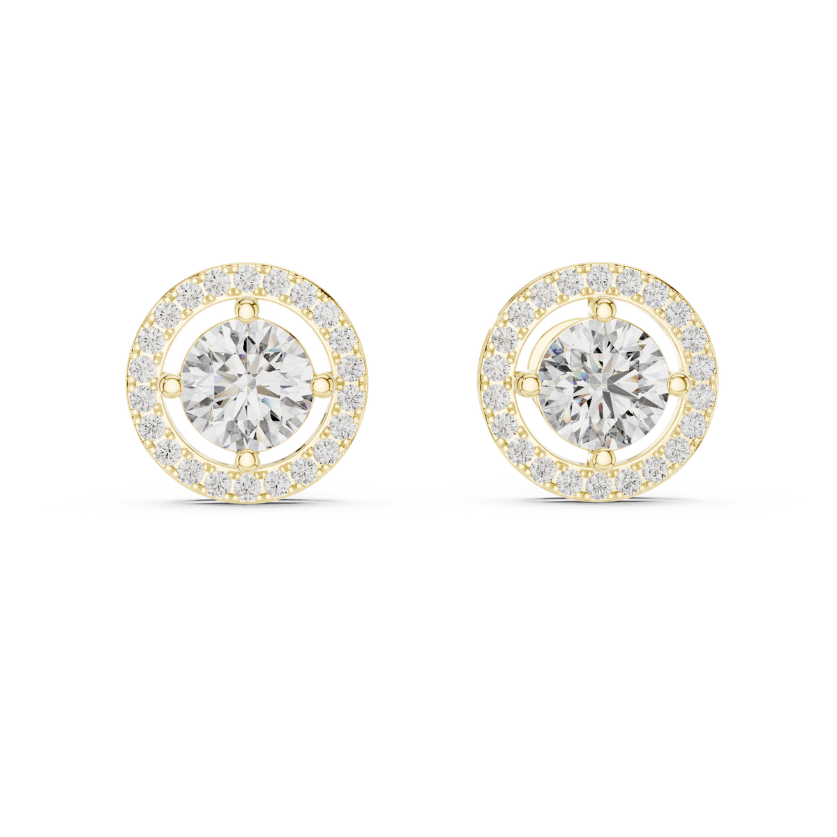 1ct Each Halo Lab Grown Diamond Solitaire Frame Stud Earrings