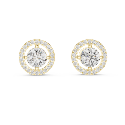 1ct Each Halo Lab Grown Diamond Solitaire Frame Stud Earrings