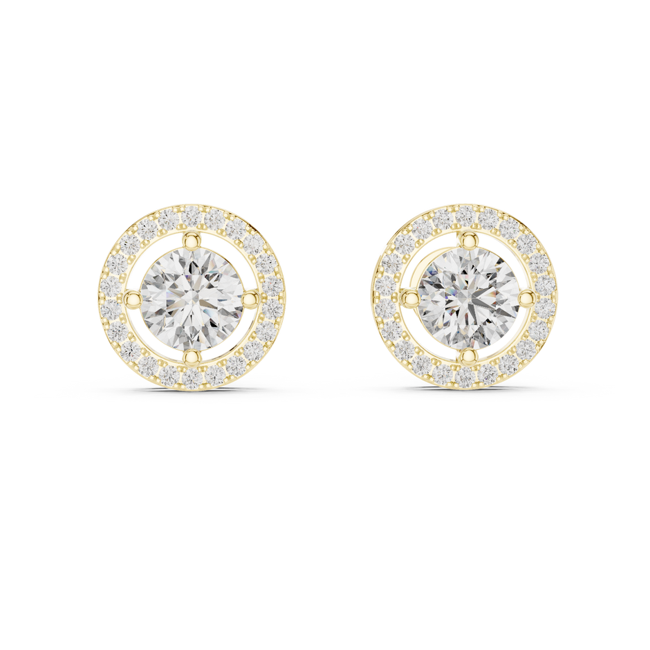 1ct Each Halo Lab Grown Diamond Solitaire Frame Stud Earrings