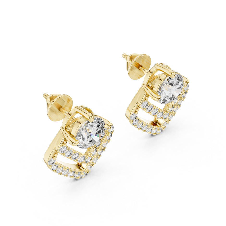 Geometric 1.25ct Each Round Cut Lab Grown Diamond Accent Drop Cluster Earrings
