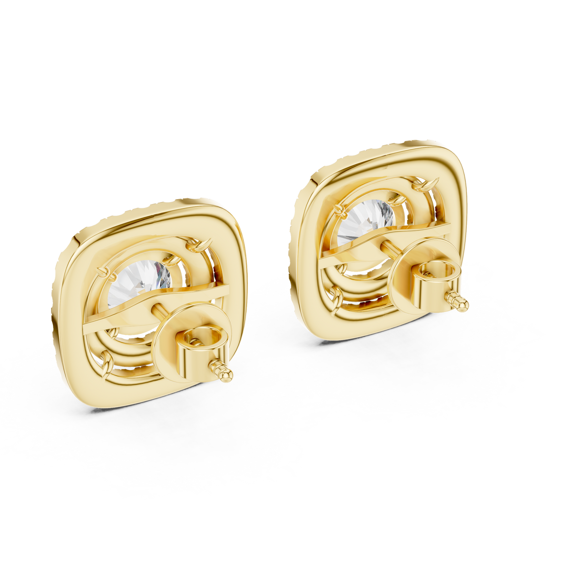 Double Halo Cushion-Frame 1.25ct Each Round Cut Lab Grown Diamond Stud Earrings